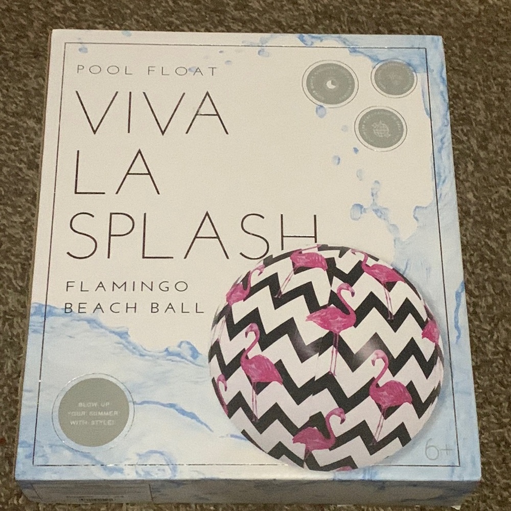 Viva La Splash Flamingo Beach Ball 27” Diameter Summer Pool New In Box